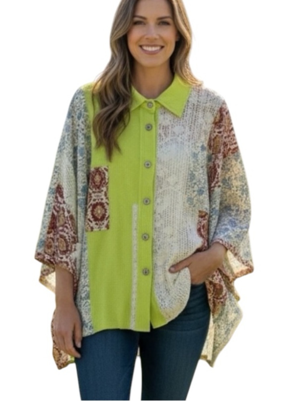 **NWOT** POL Mixed Print Top